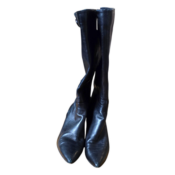 Tahari Boots Minna Black Leather Size 6.5 High Heel Pointed Toe Elegant High Top - Picture 4 of 7